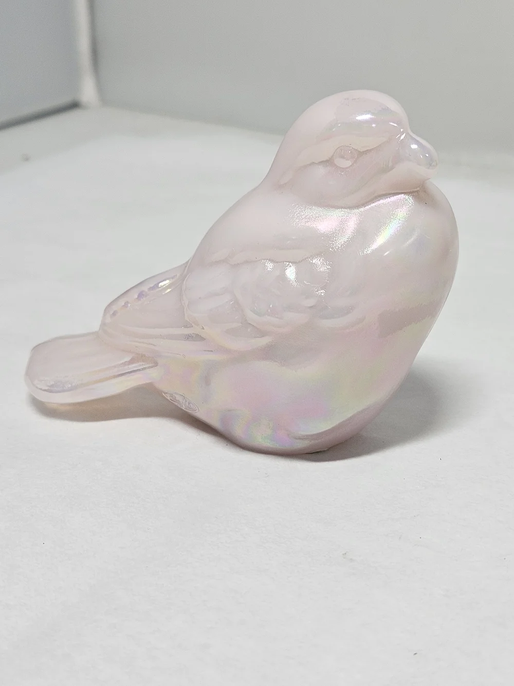 Vintage Fenton Art Glass Iridescent Pink Decorative Bird Figurine Figure